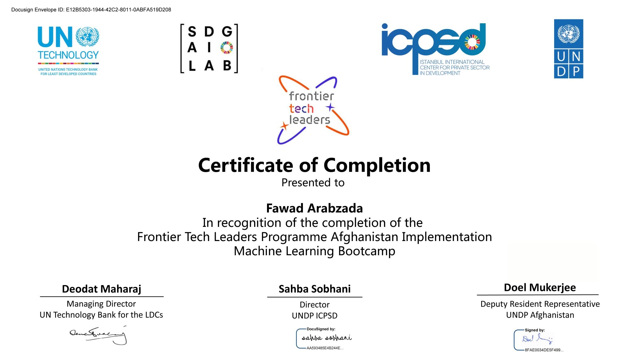 Machine Learning Bootcamp Certificate